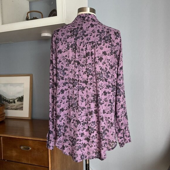 Anthropologie Pilcro The Romy Relaxed Buttondown Shirt Purple Floral - Picture 7 of 9